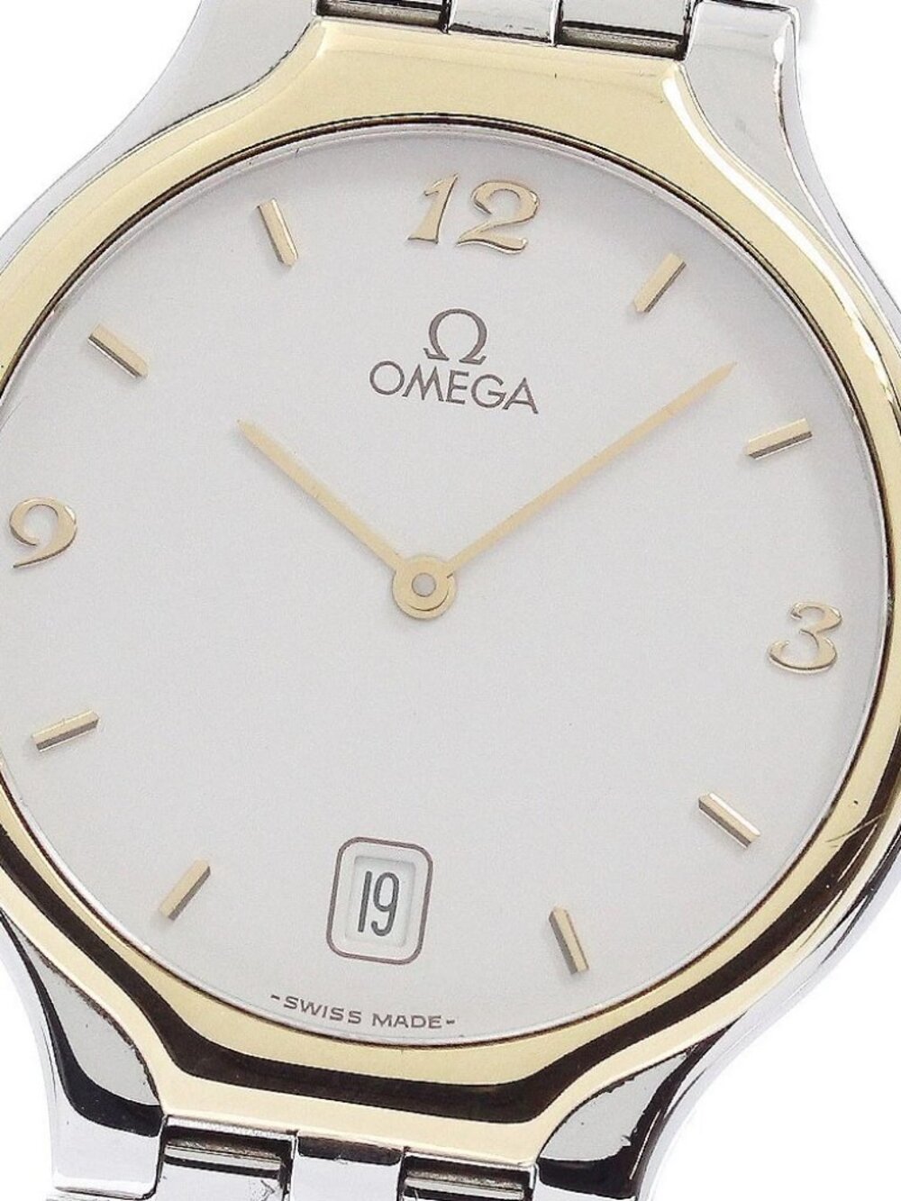OMEGA De Ville YG bezel date beige Dial Quartz Men's Watch